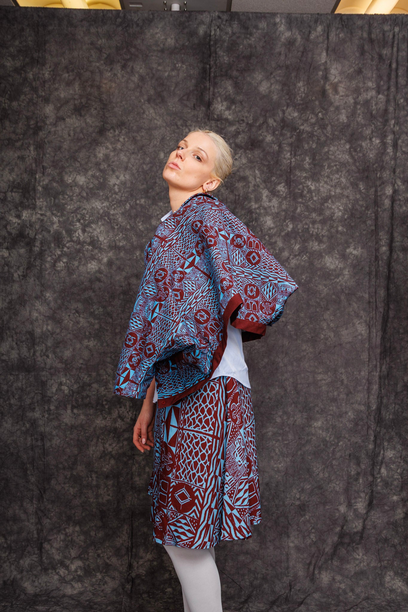 Model in motion wearing Banja 1/2 Circle Skirt to show natural flow