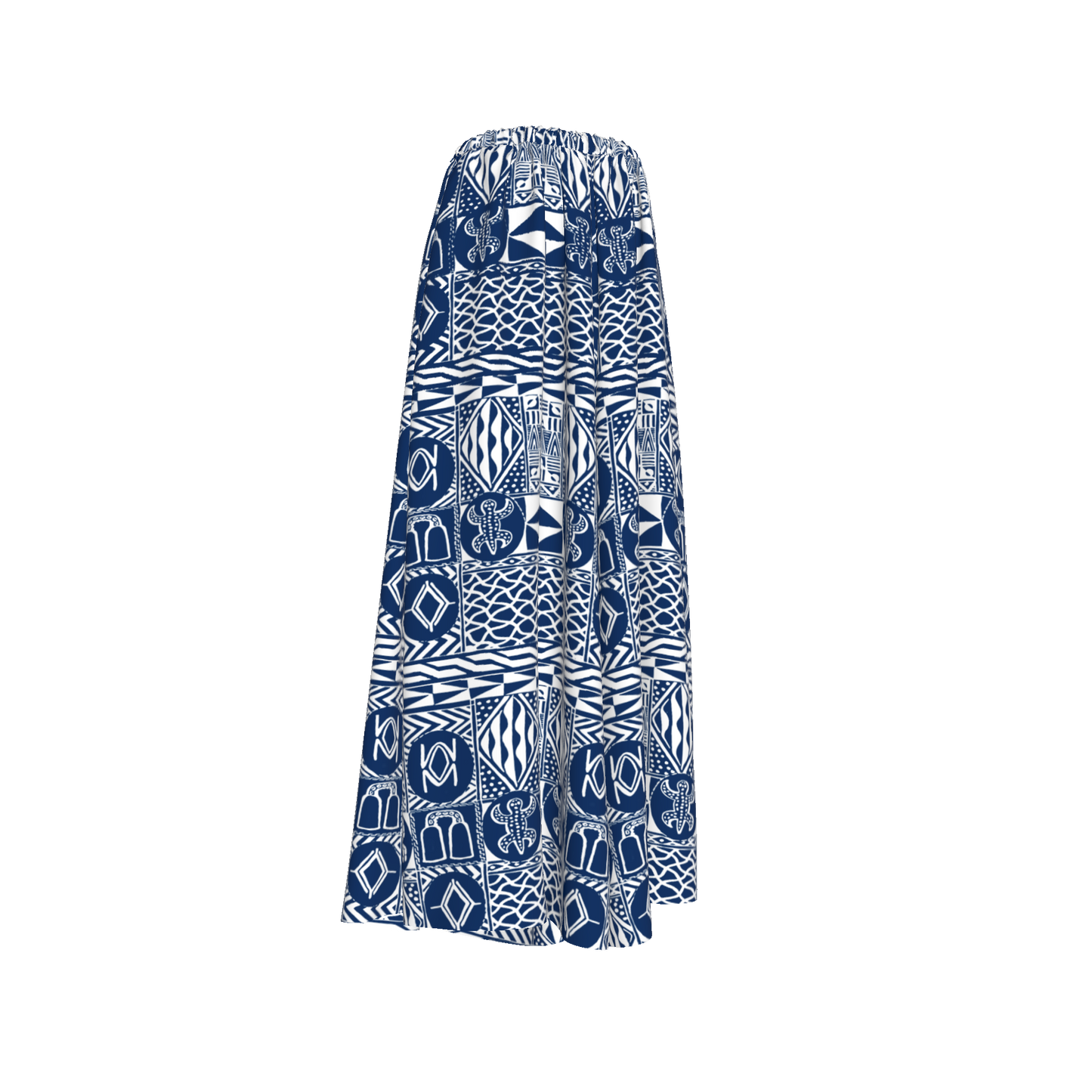 Flat lay of Pima cotton African print pants with flowing leg shape