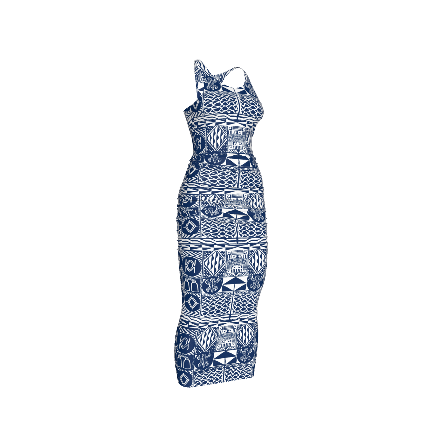 Close-up of heritage fabric and body-sculpting fit