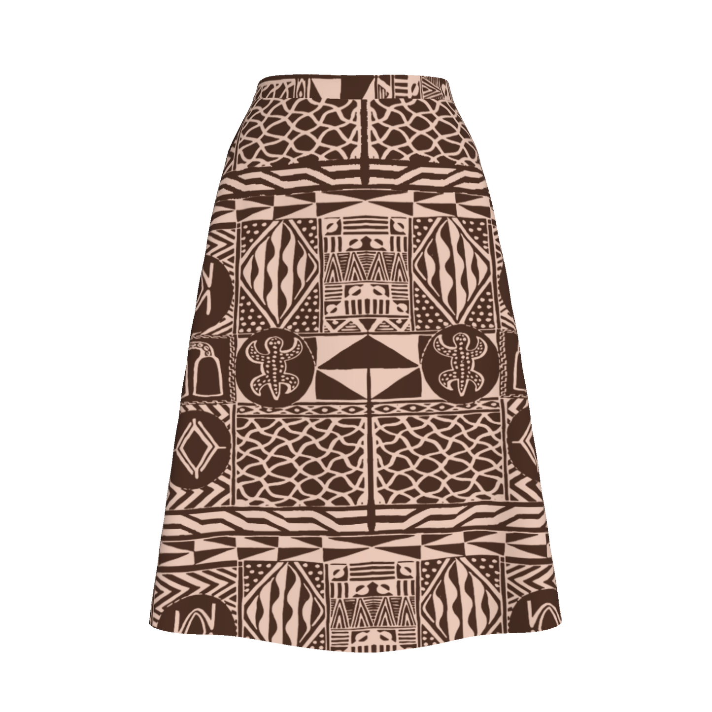 Front view of Ngassa Skirt showing intricate heritage print pattern