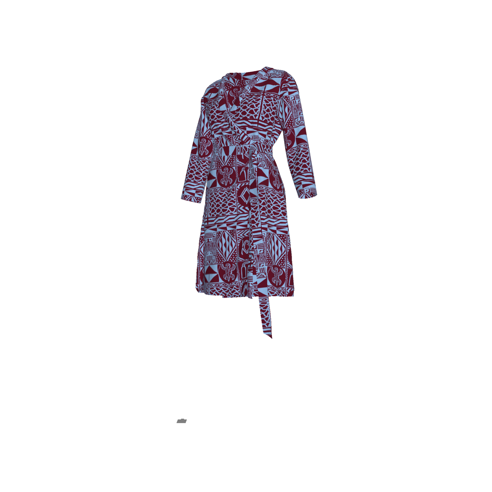 Side view of organic cotton wrap dress with waist tie detail