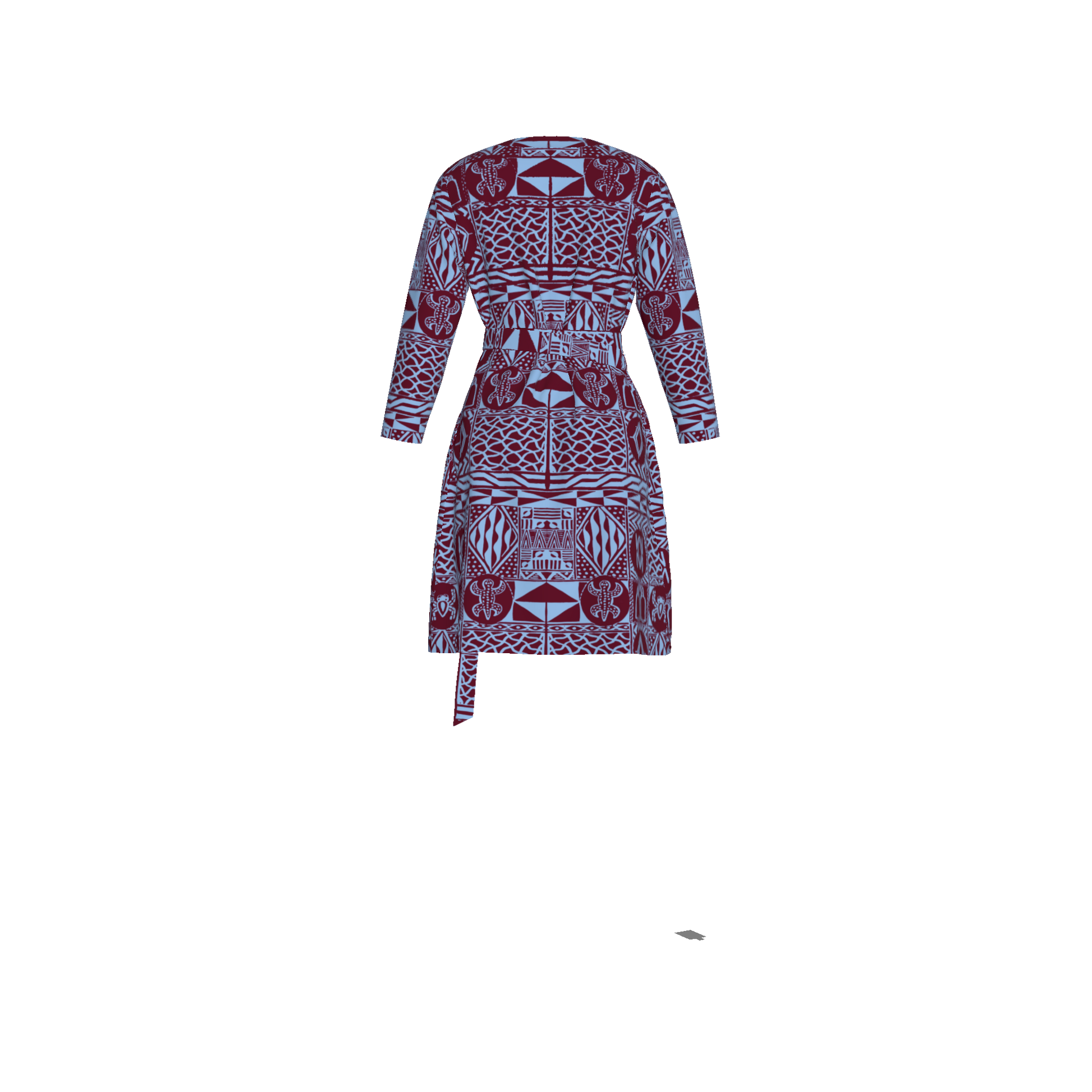 Back of Njikam Wrap Dress showing structured ponte silhouette
