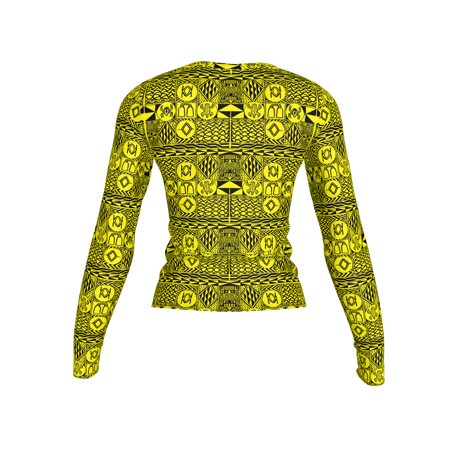 Back view of African print top with smooth stretch finish