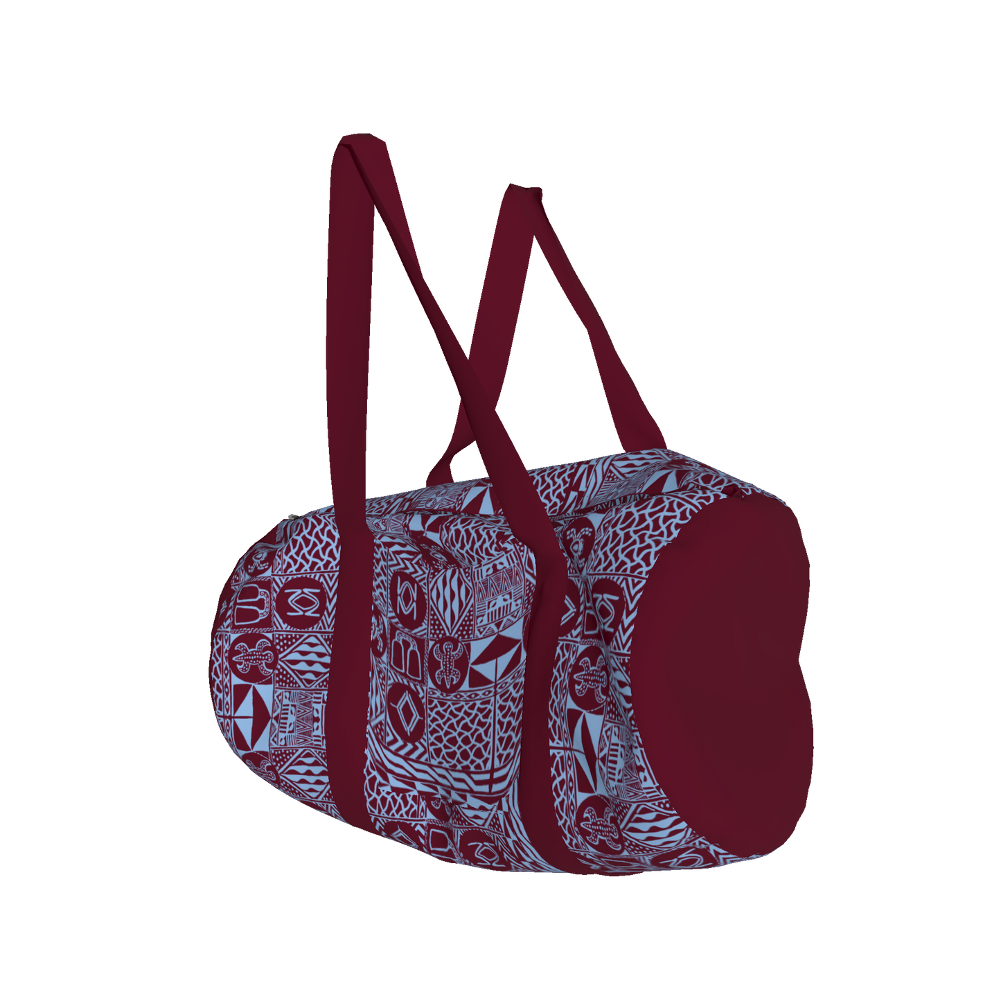 Side angle of organic cotton African print weekender bag