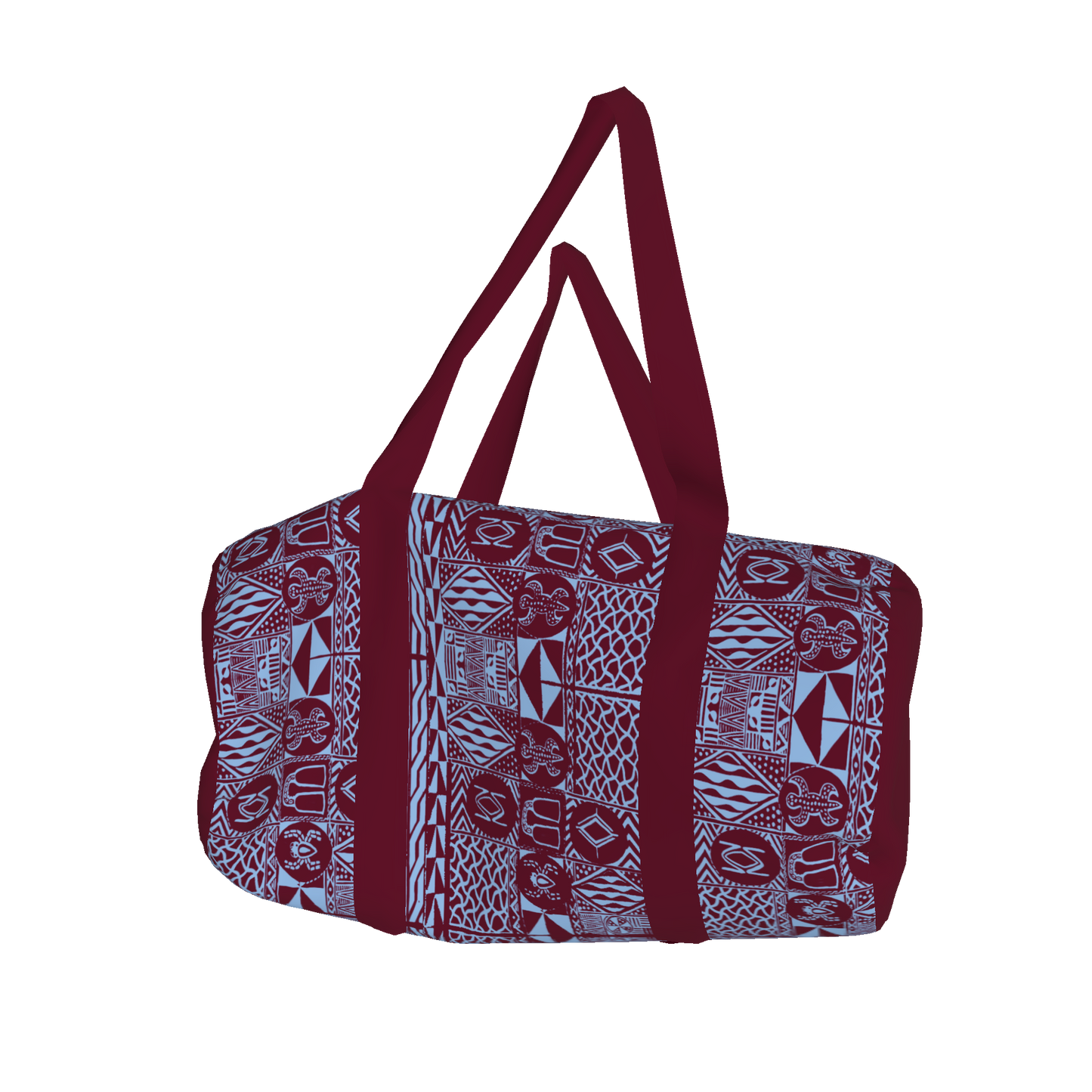 Top-down view of Tchakonté Duffle Bag showing zipper and interior shape