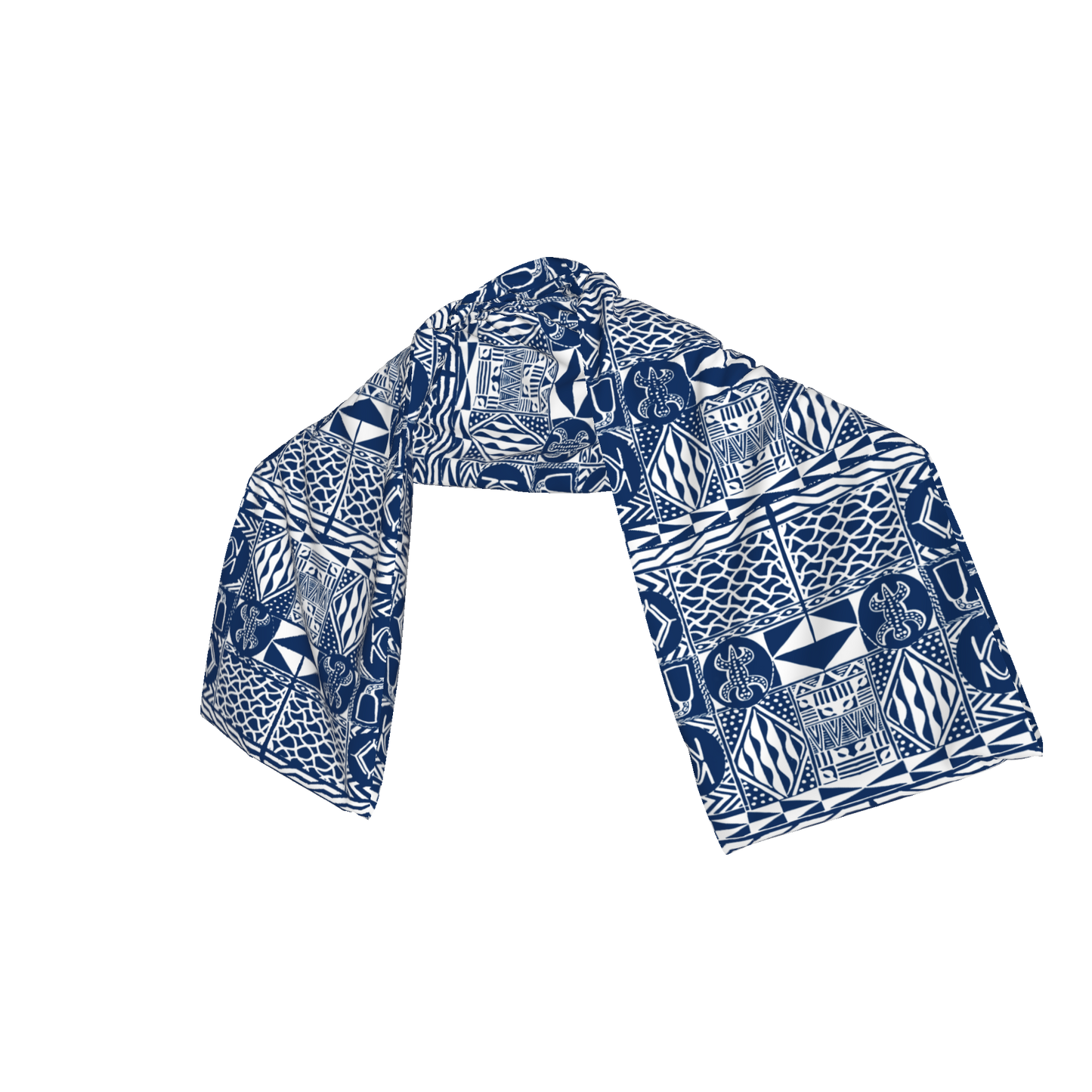 Side view of scarf showing soft texture and woven detail