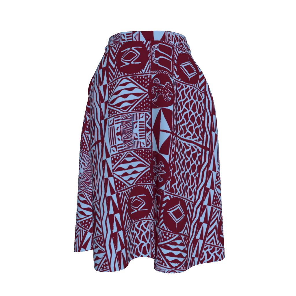 Front view of Banja Skirt in red and blue African heritage print