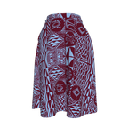 Front view of Banja Skirt in red and blue African heritage print
