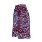 Side view of half-circle skirt showing flared movement and lightweight fabric