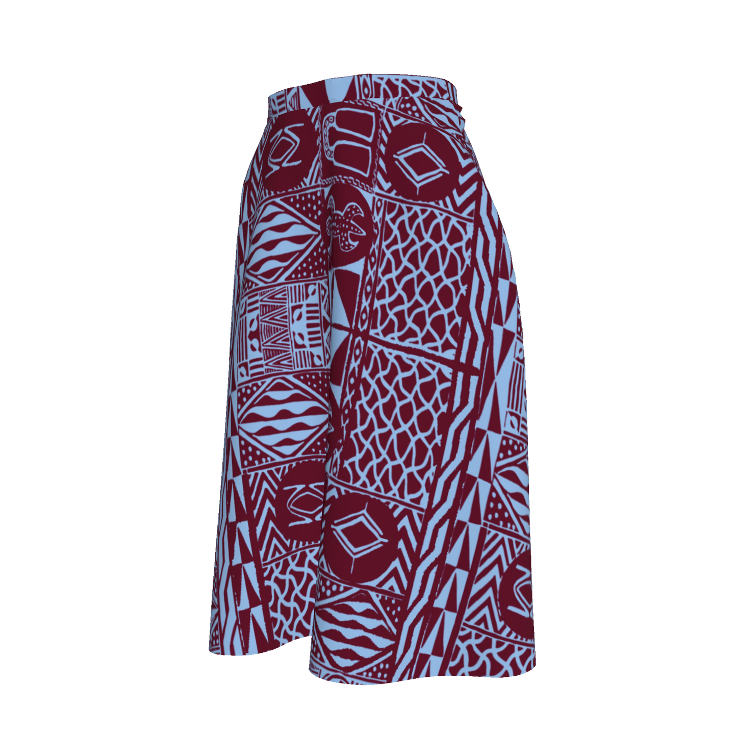 Side view of half-circle skirt showing flared movement and lightweight fabric