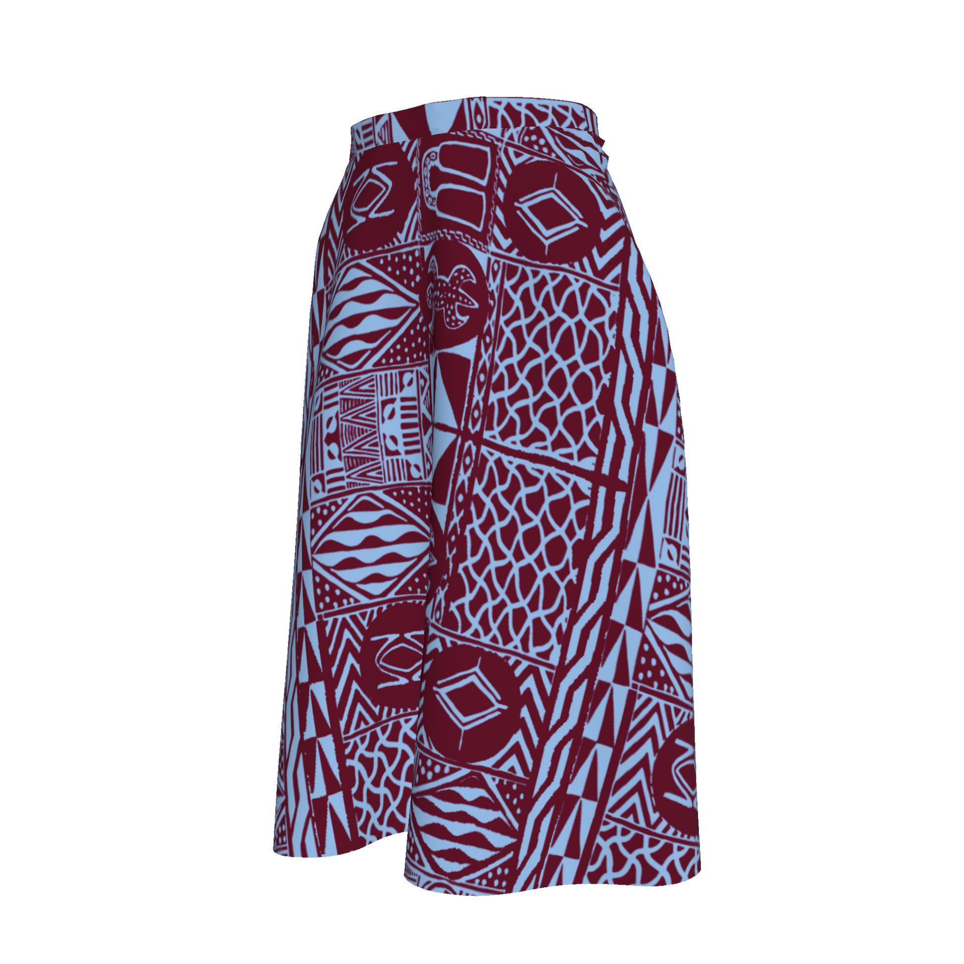 Side view of half-circle skirt showing flared movement and lightweight fabric
