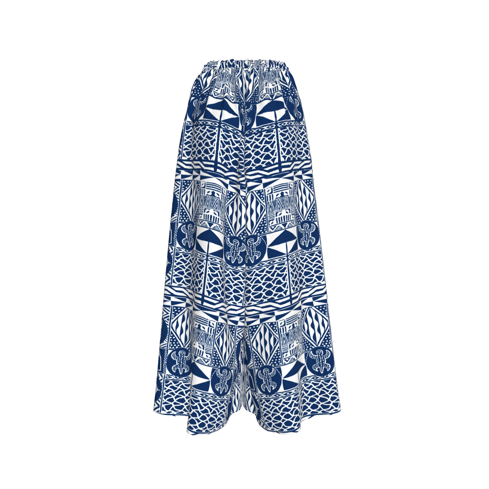 Back view of pants highlighting silhouette and hem detail