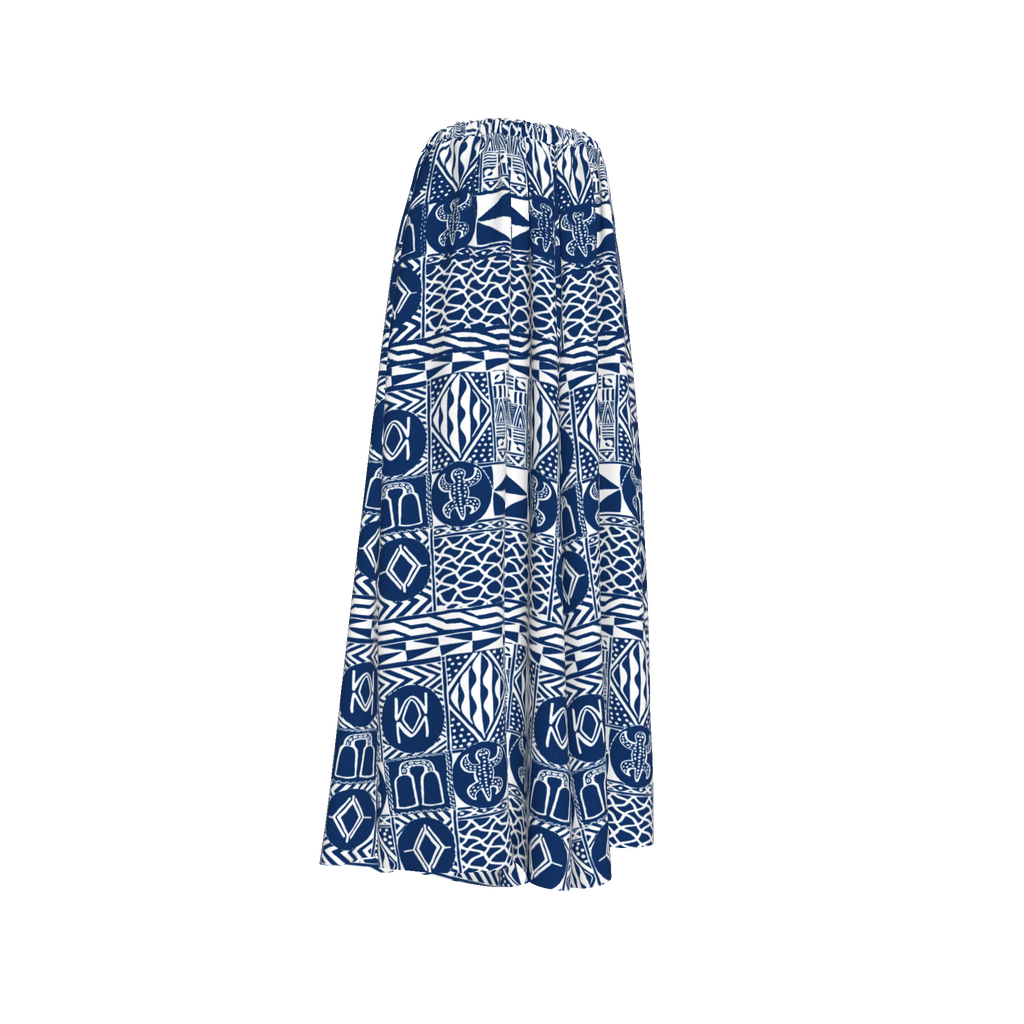 Flat lay of Pima cotton African print pants with flowing leg shape