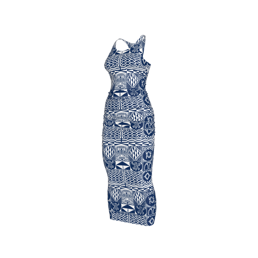 Side profile of racerback bodycon dress in Tencel jersey
