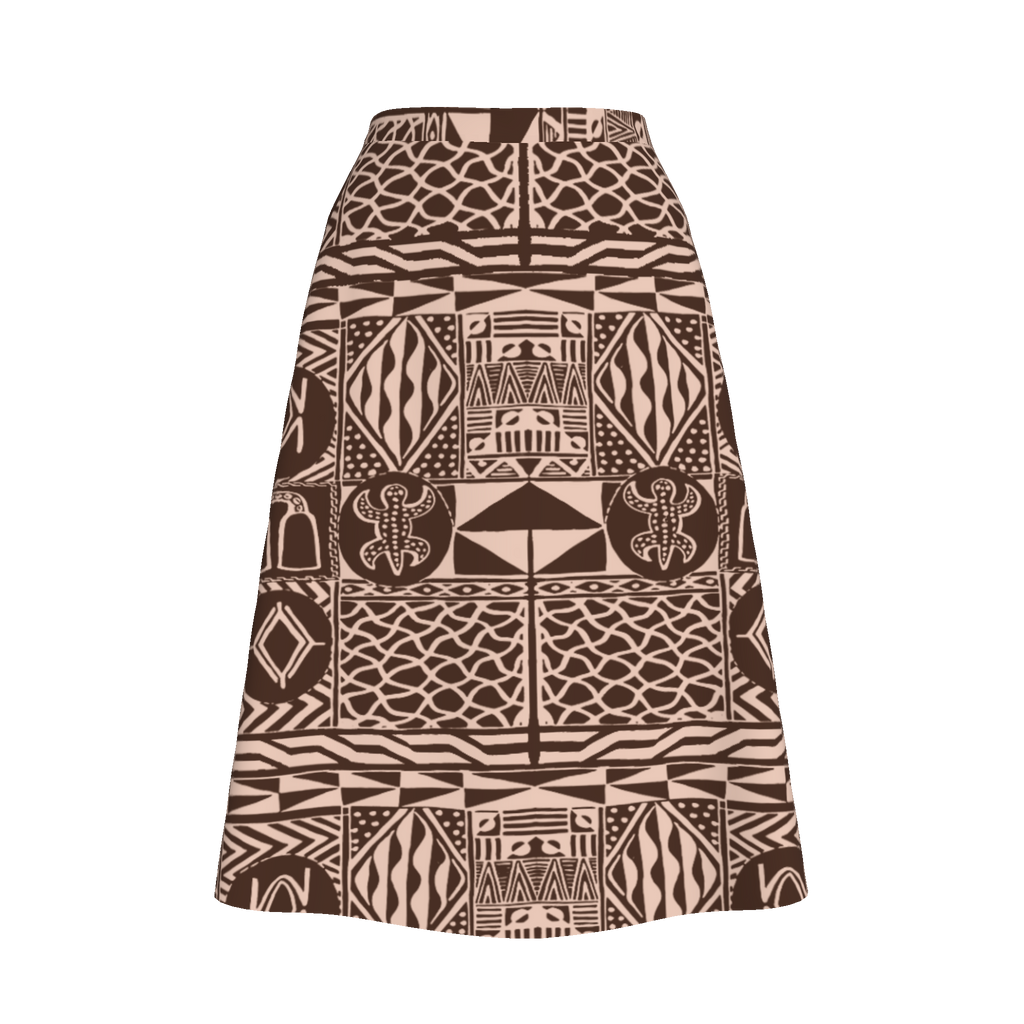 Front view of Ngassa Skirt showing intricate heritage print pattern