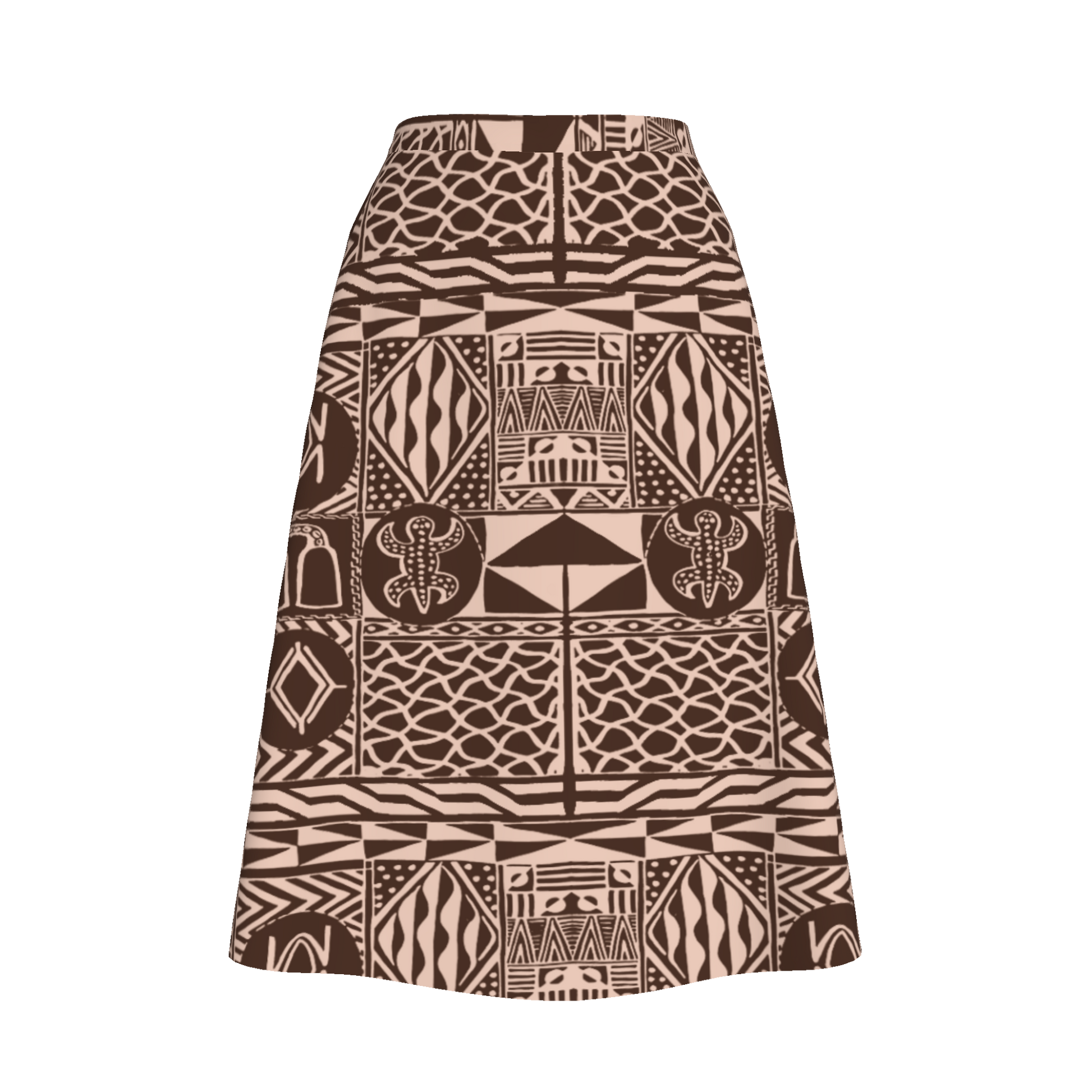 Front view of Ngassa Skirt showing intricate heritage print pattern