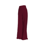 Side angle of pants highlighting wide-leg silhouette and fluid drape