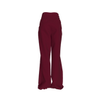 Back view of sustainable burgundy pants in soft, structured fabric