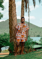Peach Ankara Bermuda set Kibonen