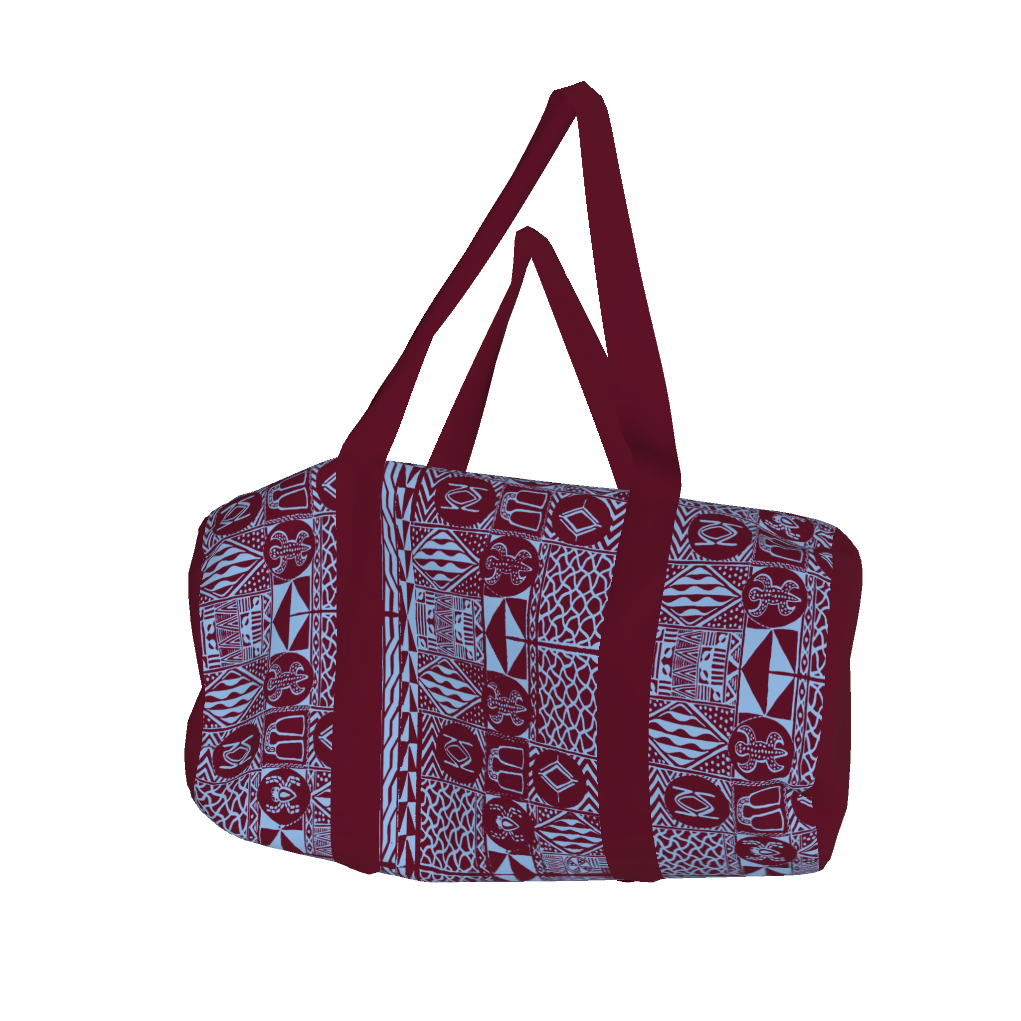 Top-down view of Tchakonté Duffle Bag showing zipper and interior shape